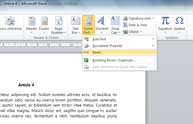 Automatic Numbering In Word Document